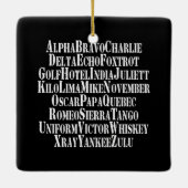 FONETISCHE ALFABET/CODE-WOORDEN KERAMISCH ORNAMENT (Achterkant)