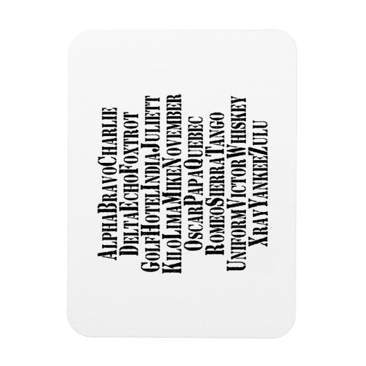 FONETISCHE ALFABET/CODE-WOORDEN MAGNEET (Verticaal)