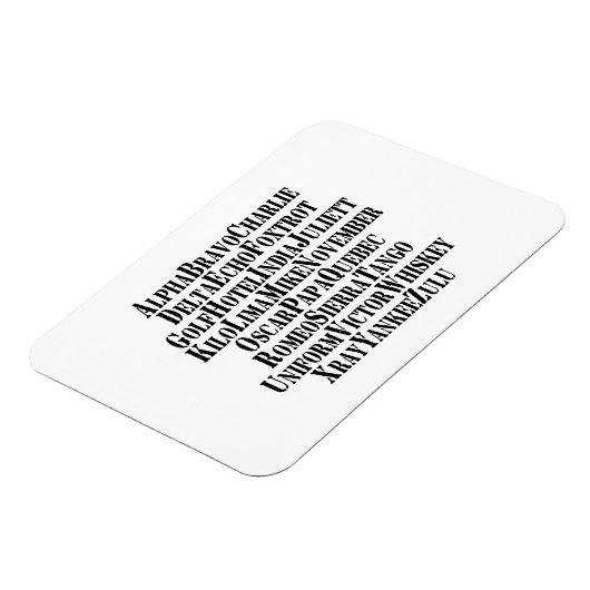 FONETISCHE ALFABET/CODE-WOORDEN MAGNEET (Linkerzijde)