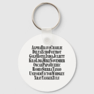 FONETISCHE ALFABET/CODE-WOORDEN SLEUTELHANGER