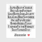 FONETISCHE ALFABET/CODE-WOORDEN STICKER (Vel)