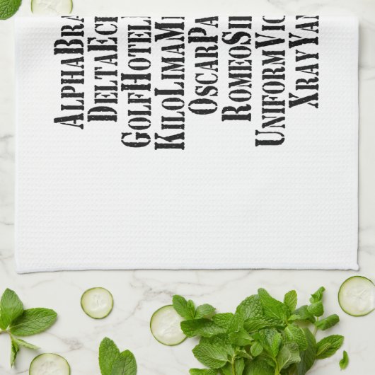 FONETISCHE ALFABET/CODE-WOORDEN THEEDOEK (Gevouwen)