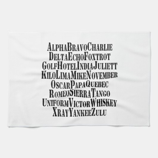 FONETISCHE ALFABET/CODE-WOORDEN THEEDOEK (Horizontaal)