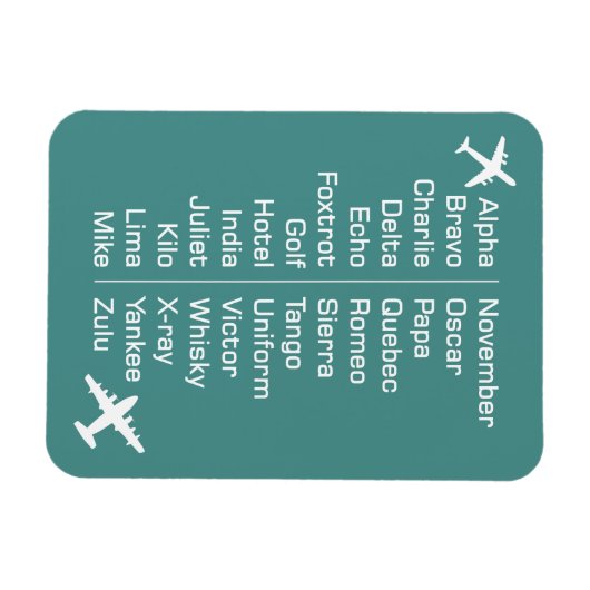 Fonetische alfabetherinnering met vleugelvliegtuig magneet (Horizontaal)