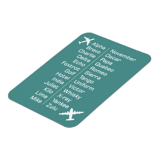 Fonetische alfabetherinnering met vleugelvliegtuig magneet (Linkerzijde)