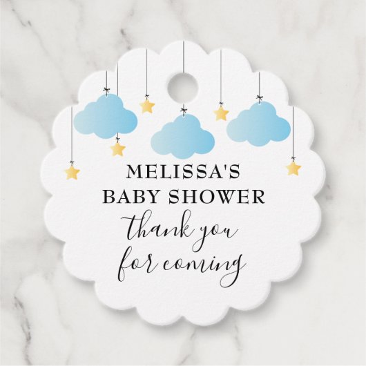 Fonkel Fonkel Blauwe Jongen Baby Shower Bedankt Bedankjes Labels (Voorkant)