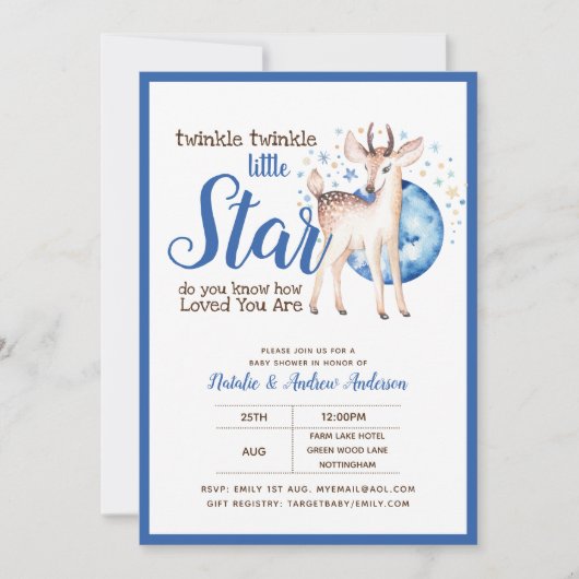 Fonkel Klein Ster Klein Hert Blauw Goud Modern Kaart (Voorkant)