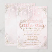Fonkel klein Ster Roze Goud Glans Baby Shower Kaart (Voorkant / Achterkant)