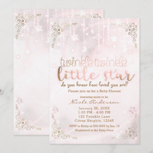 Fonkel klein ster Roze Gouden Glitter Baby Shower Kaart