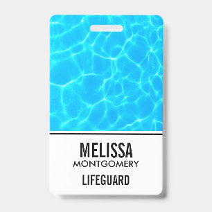 Fonkelend Blauw Zwembadwater Reflecties Foto Badge