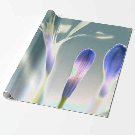 Fonkelend lavendel bloemendesign cadeaupapier (Uitgerold)