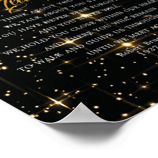 Fonkelend rouwgedicht bord poster (Hoek)