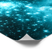 Fonkelende Aqua en Teal Hemelse Sterren Poster (Hoek)