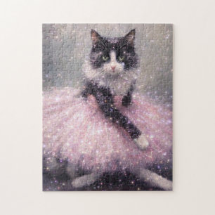 Fonkelende Ballerina Kat in Roze Tutu Legpuzzel