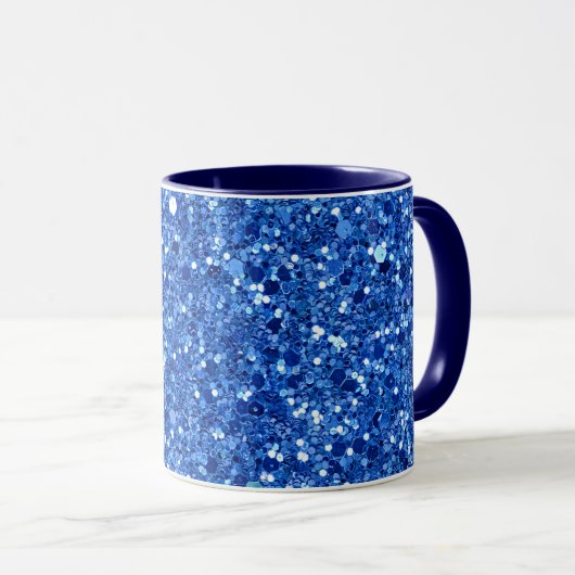 Fonkelende blauwe achtergrondpatroon mok (Voorkant rechts)