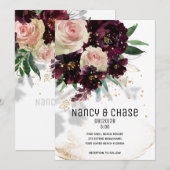 Fonkelende Blush & Bordeaux Trouwuitnodiging Aankondiging (Voorkant / Achterkant)