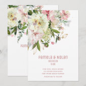 Fonkelende Blush & Witte Trouwkaart Aankondiging (Voorkant / Achterkant)