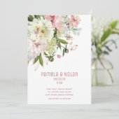 Fonkelende Blush & Witte Trouwuitnodiging Aankondiging (Staand voorkant)