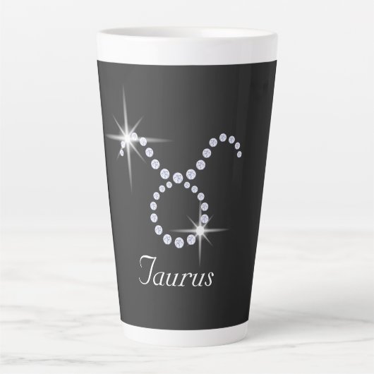 Fonkelende Diamant Stier Latte Mok (Voorkant)