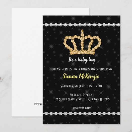 Fonkelende diamanten kroon - kies je achtergrond kaart (Voorkant / Achterkant)