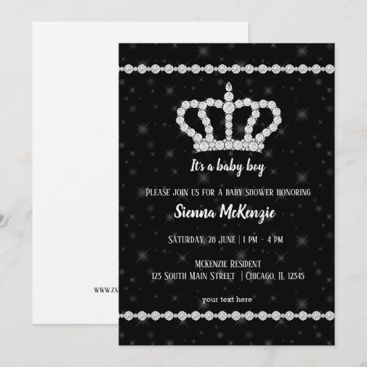 Fonkelende diamanten kroon - kies je achtergrond kaart (Voorkant / Achterkant)