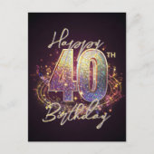 Fonkelende Disco Mozaïek 40e Verjaardagsfeest Briefkaart (Voorkant)