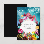 Fonkelende Feeërieke Candytopia Verjaardag Bedankkaart (Voorkant / Achterkant)