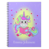 Fonkelende Glitter Eenhoorn Leest Haar Boek  Notitieboek (Voorkant)