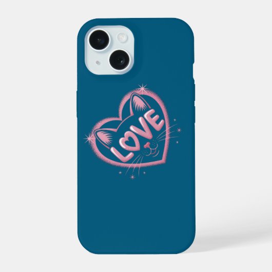 Fonkelende Kattenliefde iPhone 15 Case (Achterkant)