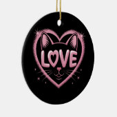 Fonkelende Kattenliefde Keramisch Ornament (Rechts)