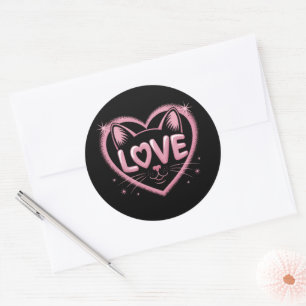 Fonkelende Kattenliefde Ronde Sticker
