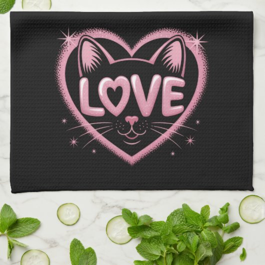 Fonkelende Kattenliefde Theedoek (Gevouwen)
