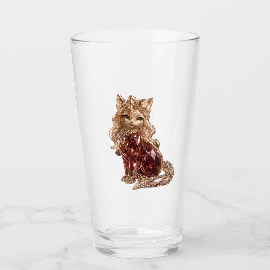 Fonkelende Kristal Cute Kat Luxe Glas (Voorkant)