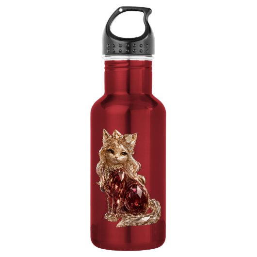 Fonkelende Kristal Cute Kat Luxe Waterfles (Voorkant)