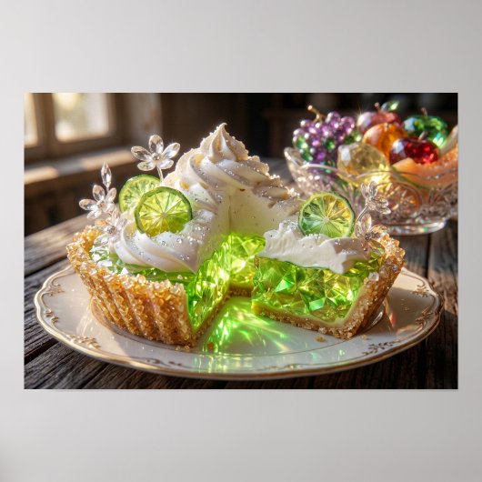 Fonkelende Kristallen Key Lime Pie Dessert Kunst Poster (Voorkant)
