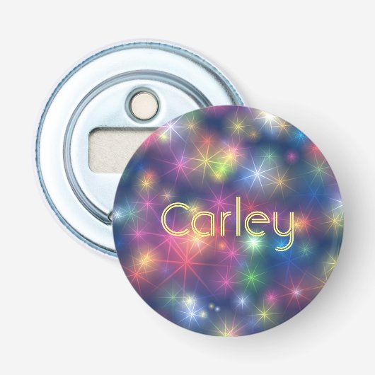 Fonkelende lichten Kleurrijke Kosmische Gepersonal Button Flesopener (Voorkant)