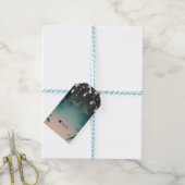 Fonkelende lichten Palmbomen Elegant strandhuwelij Cadeaulabel (Met Touw)