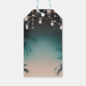 Fonkelende lichten Palmbomen Elegant strandhuwelij Cadeaulabel (Achterkant)