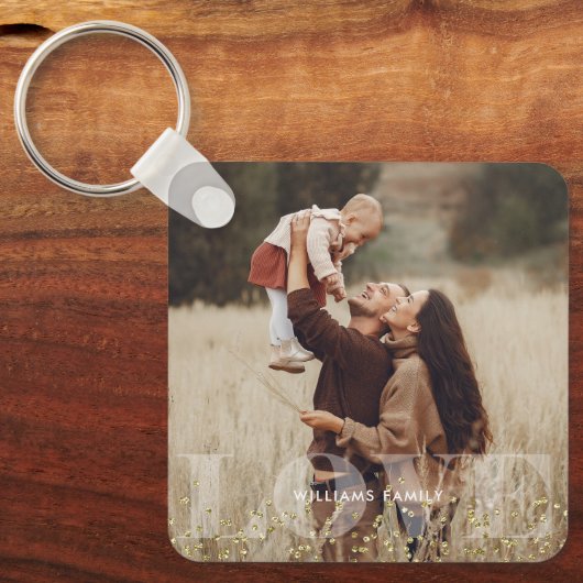 Fonkelende liefde gepersonaliseerde foto sleutelhanger (Voorkant)
