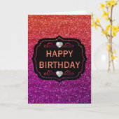 Fonkelende oranje & paarse verloop glinsterende ve kaart (Gele Bloem)