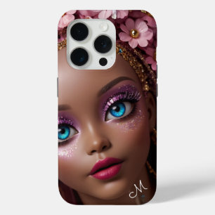 Fonkelende pop Glitters en bloemen iPhone 15 Pro Case