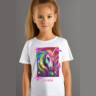 Fonkelende Regenboog Eenhoorn Kop T-shirt