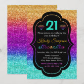 Fonkelende Regenboog Gradiënt Glitter Verjaardag Kaart (Voorkant / Achterkant)