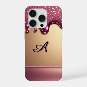💎 Fonkelende Roze Drip Luxe Over Stralend Goud iPhone 15 Pro Case