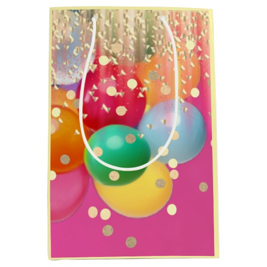 Fonkelende Roze Feestje  Medium Cadeauzakje (Voorkant)