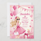 Fonkelende Roze Glam Verjaardagsfeestje Kaart (Voorkant)