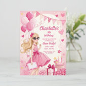 Fonkelende Roze Glam Verjaardagsfeestje Kaart (Staand voorkant)
