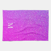 Fonkelende Roze Glitter Ombre Initiaal Monogram Cu Theedoek (Horizontaal)