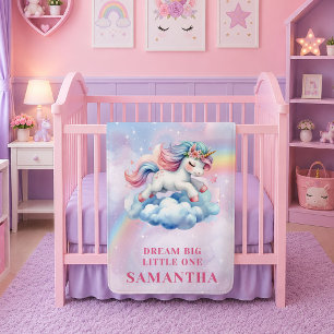 Fonkelende Roze Paarse Eenhoorn Magische Dag Babyd Fleece Deken