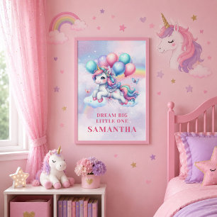 Fonkelende Roze Paarse Eenhoorn Magische Dag Poste Poster